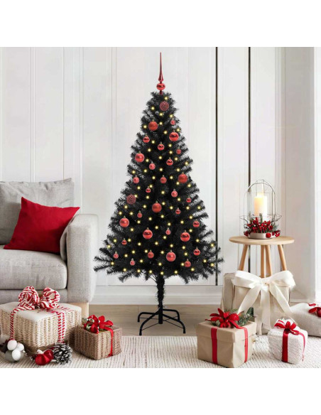 Albero di Natale con 150 LED con supporto Nero 150 cm PVC