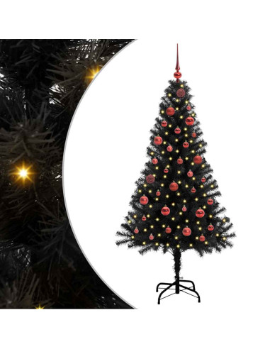 Albero di Natale con 150 LED con supporto Nero 150 cm PVC