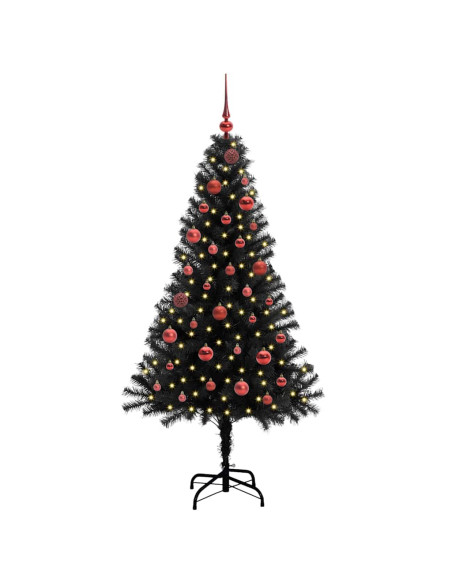 Albero di Natale con 150 LED con supporto Nero 150 cm PVC