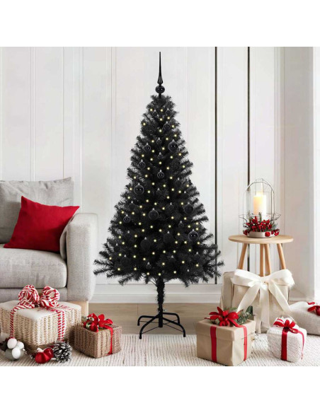 Albero di Natale con 150 LED con supporto Nero 150 cm PVC