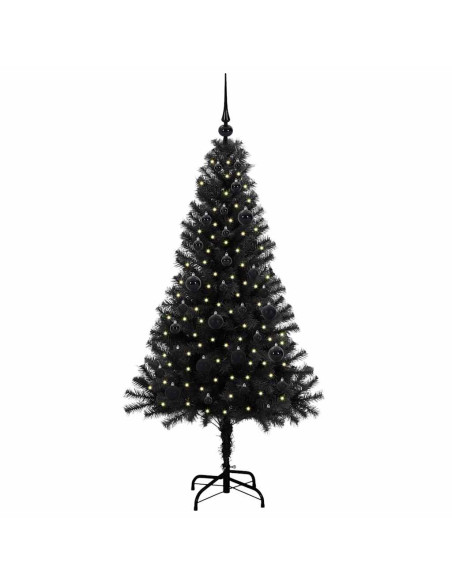 Albero di Natale con 150 LED con supporto Nero 150 cm PVC