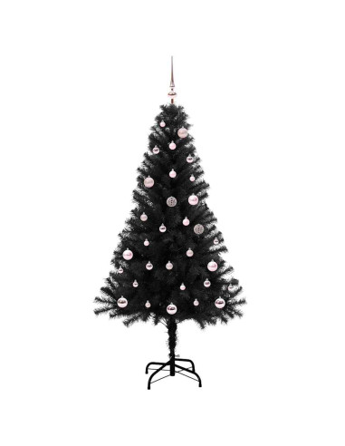 Albero di Natale con 150 LED con supporto Nero 150 cm PVC