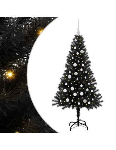 Albero di Natale con 150 LED con supporto Nero 150 cm PVC