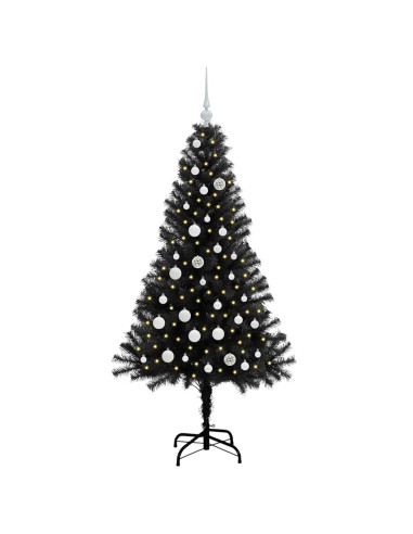 Albero di Natale con 150 LED con supporto Nero 150 cm PVC