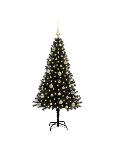 Albero di Natale con 150 LED con supporto Nero 150 cm PVC