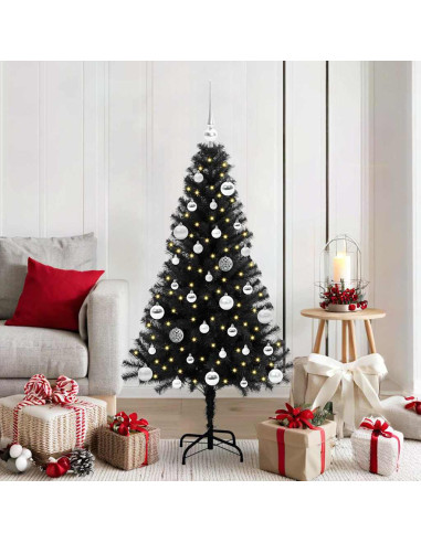 Albero di Natale con 150 LED con supporto Nero 150 cm PVC