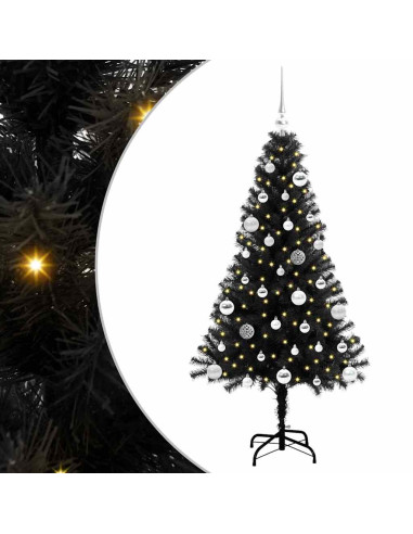 Albero di Natale con 150 LED con supporto Nero 150 cm PVC
