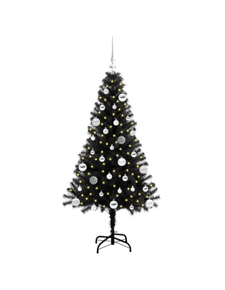 Albero di Natale con 150 LED con supporto Nero 150 cm PVC