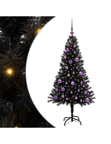 Albero di Natale con 150 LED con supporto Nero 150 cm PVC