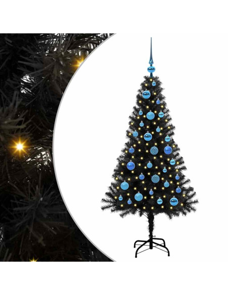 Albero di Natale con 150 LED con supporto Nero 150 cm PVC