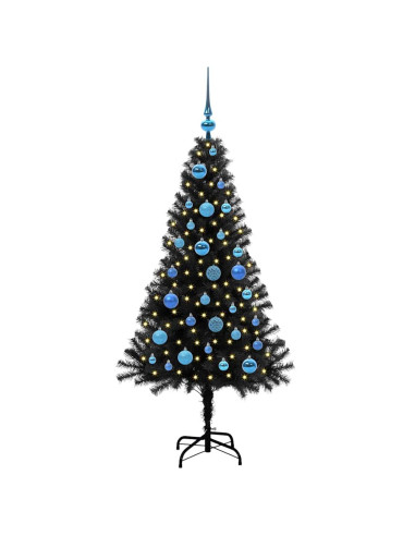 Albero di Natale con 150 LED con supporto Nero 150 cm PVC