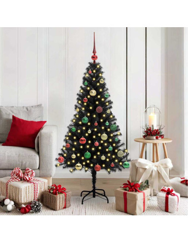Albero di Natale con 150 LED con supporto Nero 150 cm PVC