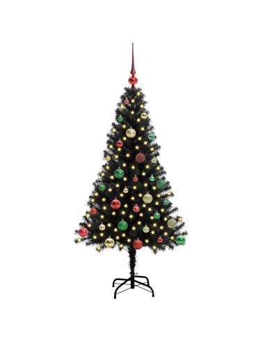 Albero di Natale con 150 LED con supporto Nero 150 cm PVC