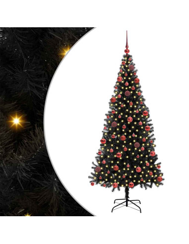 Albero di Natale con 300 LED con supporto Nero 180 cm PVC