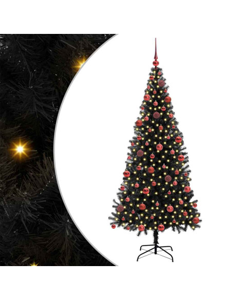 Albero di Natale con 300 LED con supporto Nero 180 cm PVC