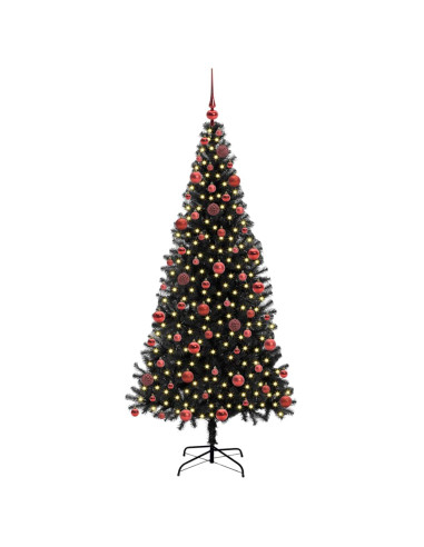 Albero di Natale con 300 LED con supporto Nero 180 cm PVC