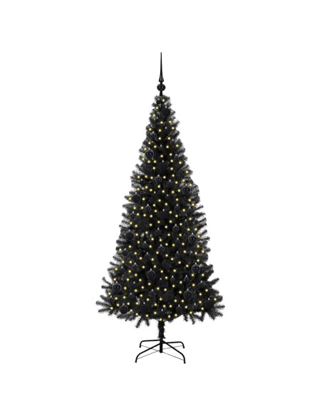 Albero di Natale con 300 LED con supporto Nero 180 cm PVC
