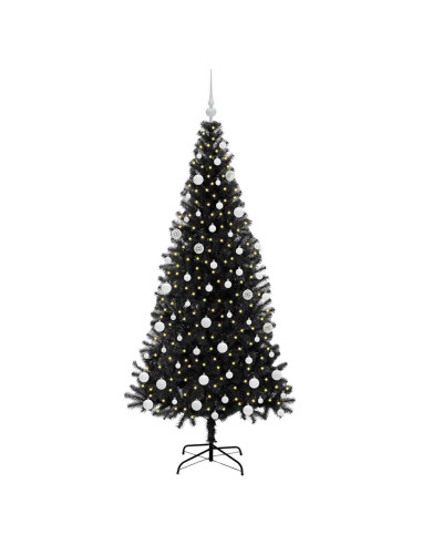 Albero di Natale con 300 LED con supporto Nero 180 cm PVC