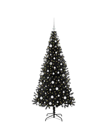 Albero di Natale con 300 LED con supporto Nero 180 cm PVC