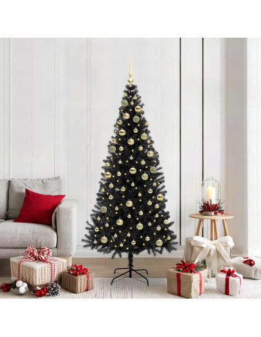 Albero di Natale con 300 LED con supporto Nero 180 cm PVC