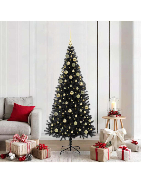 Albero di Natale con 300 LED con supporto Nero 180 cm PVC