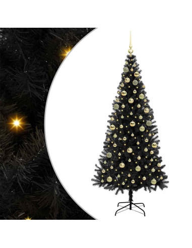 Albero di Natale con 300 LED con supporto Nero 180 cm PVC