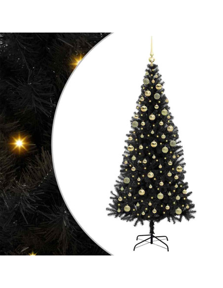 Albero di Natale con 300 LED con supporto Nero 180 cm PVC