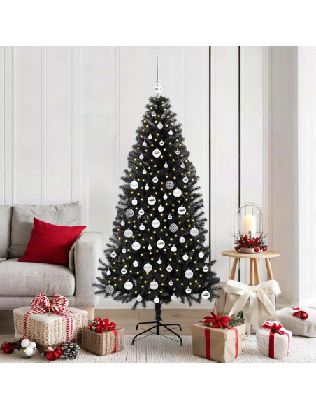 Albero di Natale con 300 LED con supporto Nero 180 cm PVC