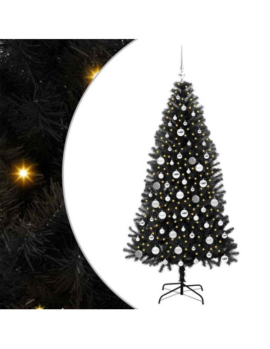 Albero di Natale con 300 LED con supporto Nero 180 cm PVC