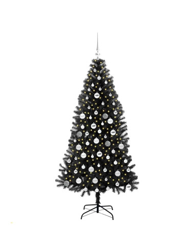 Albero di Natale con 300 LED con supporto Nero 180 cm PVC