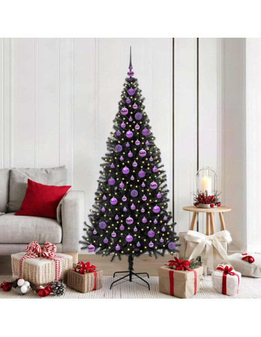 Albero di Natale con 300 LED con supporto Nero 180 cm PVC