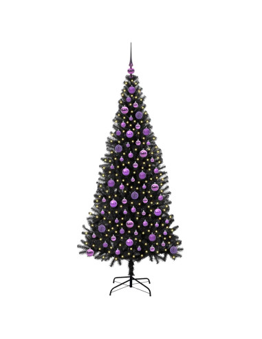 Albero di Natale con 300 LED con supporto Nero 180 cm PVC