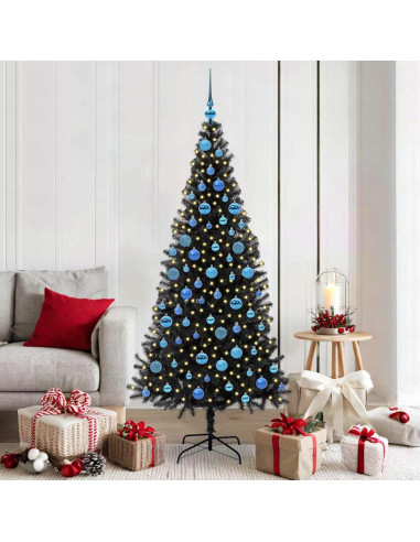 Albero di Natale con 300 LED con supporto Nero 180 cm PVC
