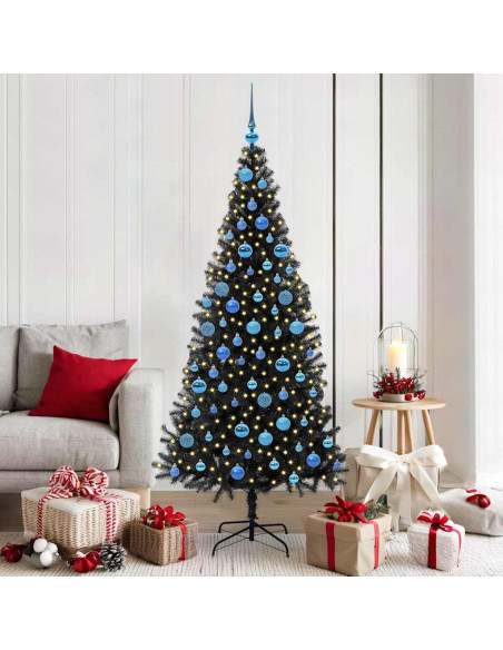 Albero di Natale con 300 LED con supporto Nero 180 cm PVC