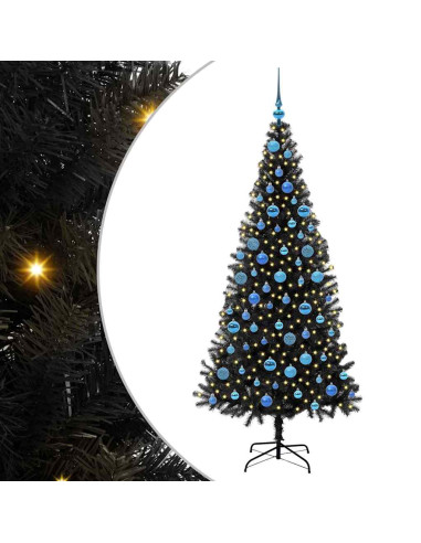 Albero di Natale con 300 LED con supporto Nero 180 cm PVC