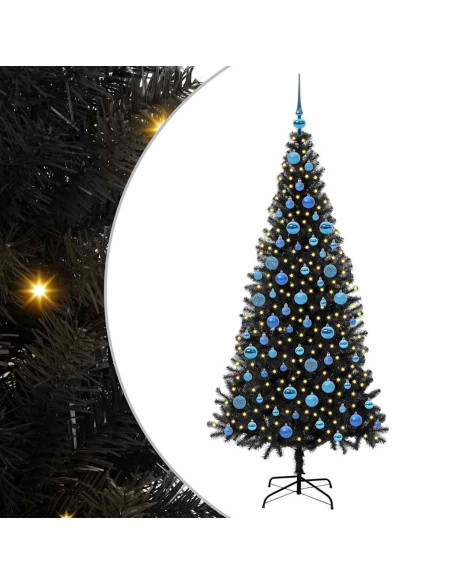 Albero di Natale con 300 LED con supporto Nero 180 cm PVC