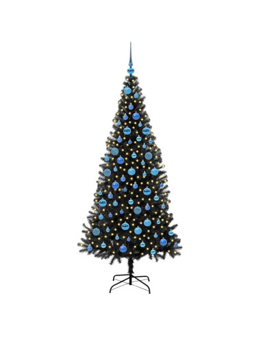 Albero di Natale con 300 LED con supporto Nero 180 cm PVC