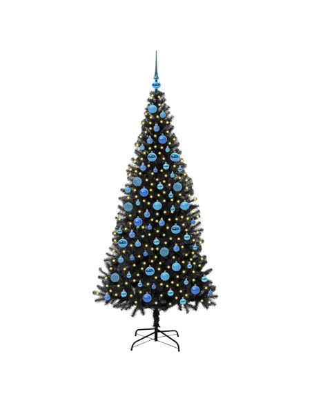 Albero di Natale con 300 LED con supporto Nero 180 cm PVC