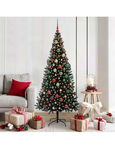 Albero di Natale con 300 LED con supporto Nero 180 cm PVC