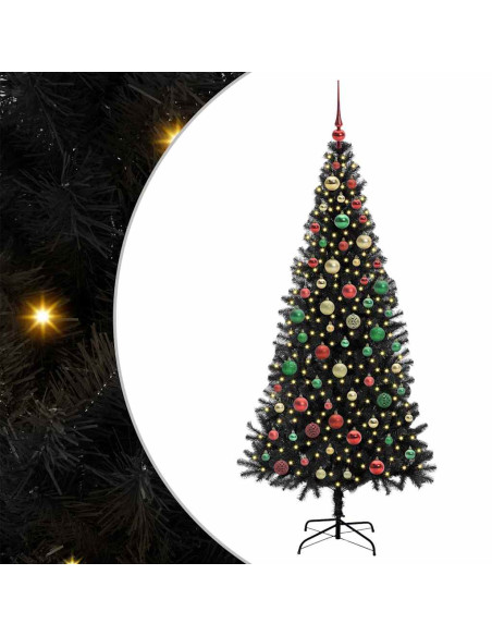 Albero di Natale con 300 LED con supporto Nero 180 cm PVC