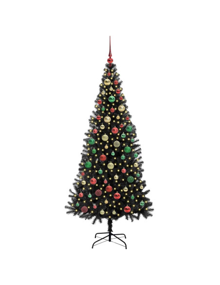 Albero di Natale con 300 LED con supporto Nero 180 cm PVC
