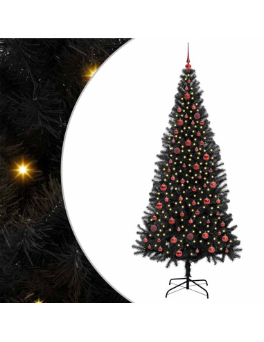 Albero di Natale con 300 LED con supporto Nero 210 cm PVC