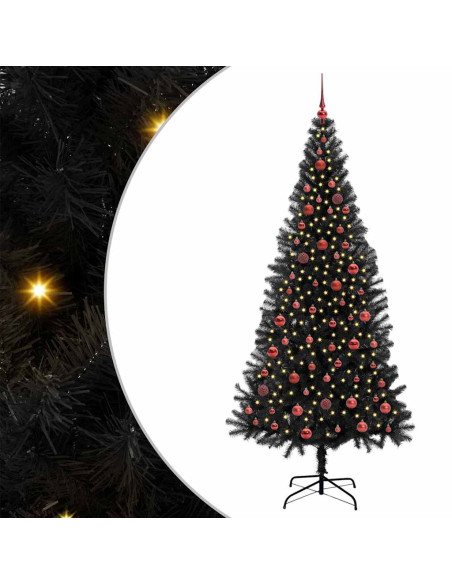 Albero di Natale con 300 LED con supporto Nero 210 cm PVC