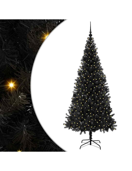 Albero di Natale con 300 LED con supporto Nero 210 cm PVC