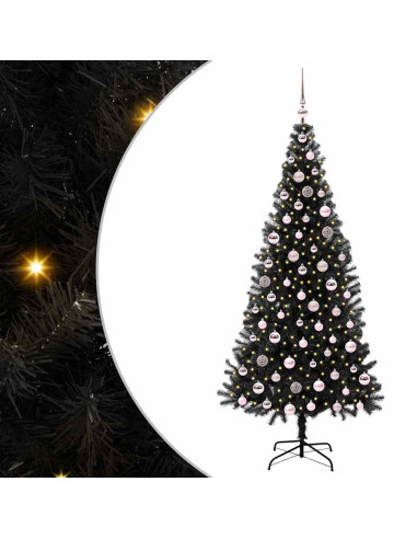 Albero di Natale con 300 LED con supporto Nero 210 cm PVC