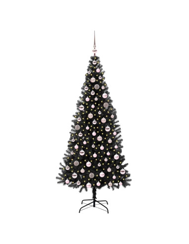 Albero di Natale con 300 LED con supporto Nero 210 cm PVC