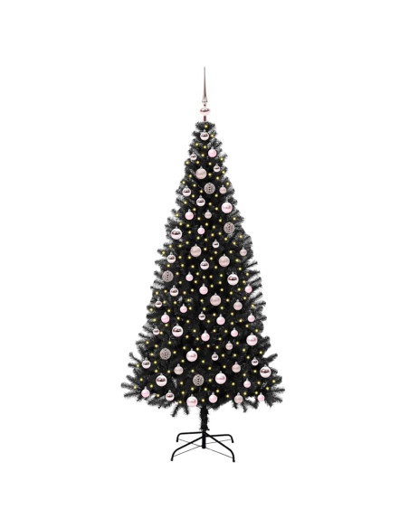 Albero di Natale con 300 LED con supporto Nero 210 cm PVC
