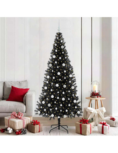 Albero di Natale con 300 LED con supporto Nero 210 cm PVC