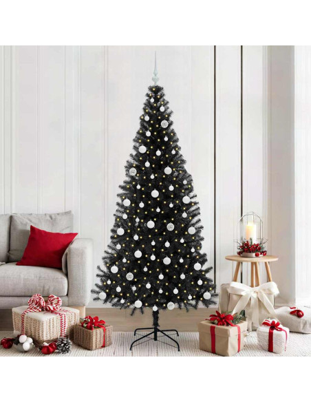 Albero di Natale con 300 LED con supporto Nero 210 cm PVC