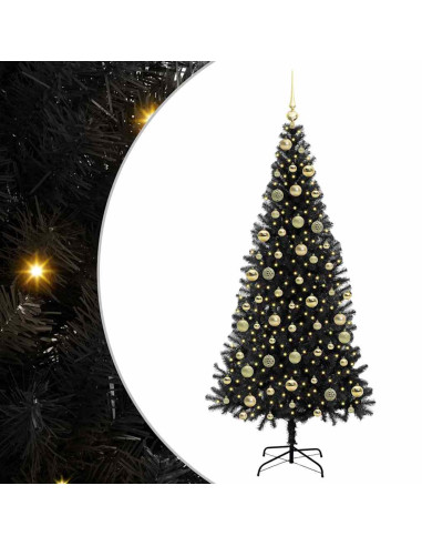 Albero di Natale con 300 LED con supporto Nero 210 cm PVC